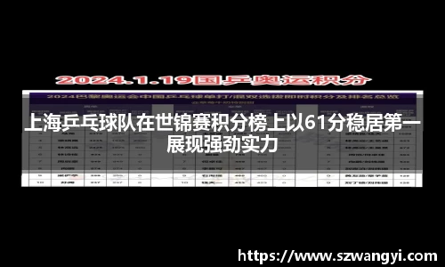 上海乒乓球队在世锦赛积分榜上以61分稳居第一展现强劲实力